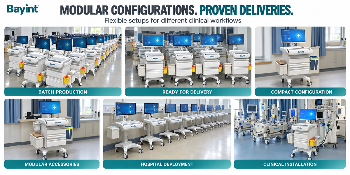Customer-supplied medical computer trolley application and batch project photographs