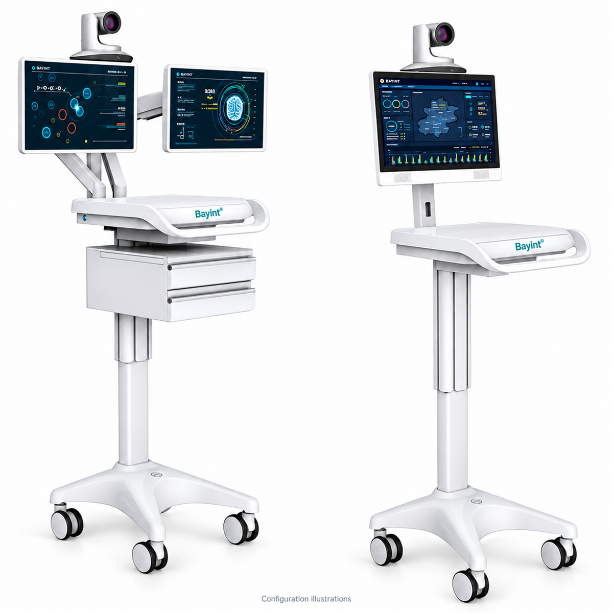Telemedicine Medical Computer Cart with Battery | BYLUM100DT