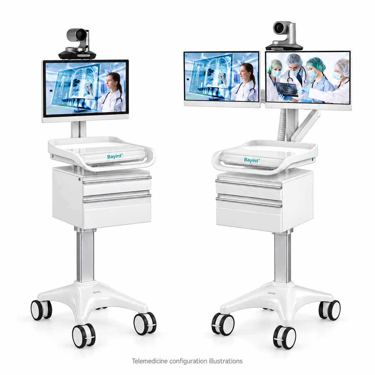 Telemedicine Medical Computer Cart with Battery | BYLUM100DT