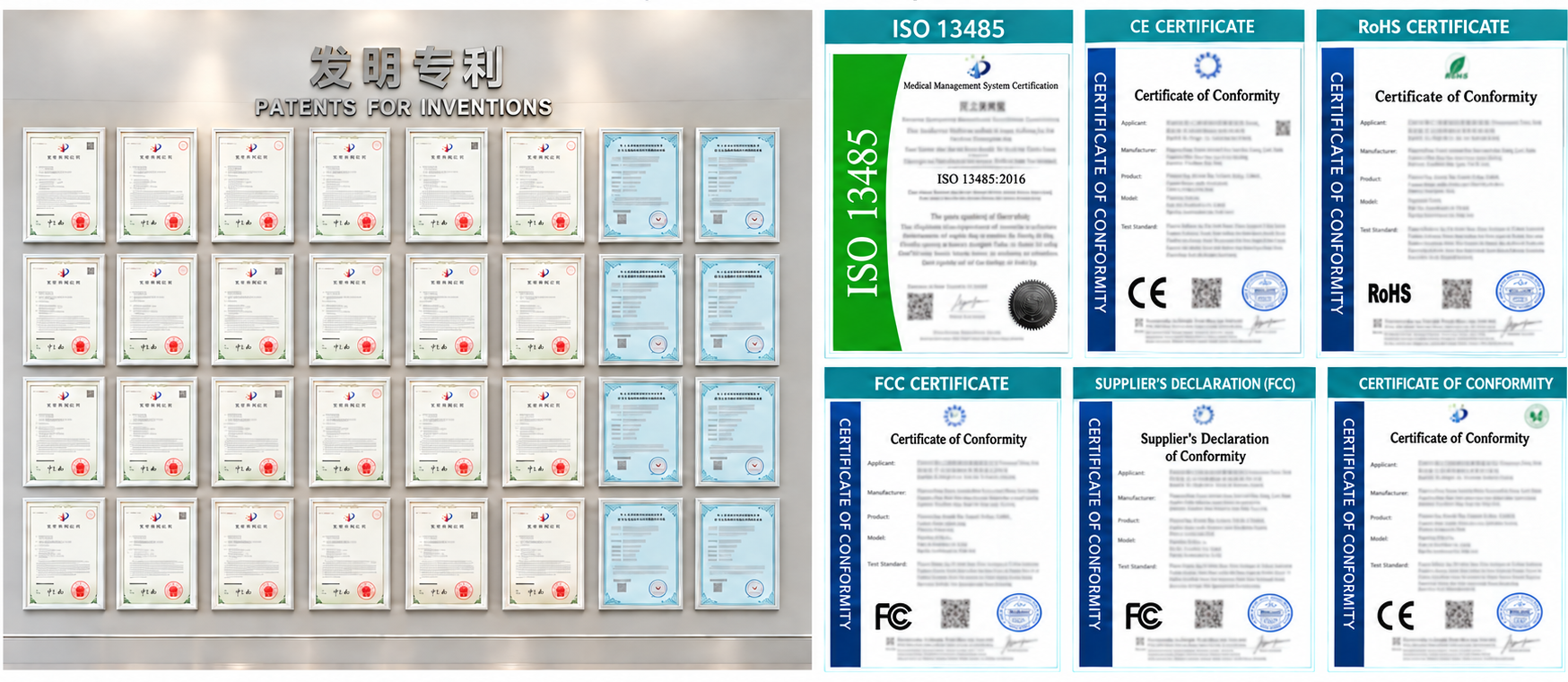 Supplied certificate and patent display materials