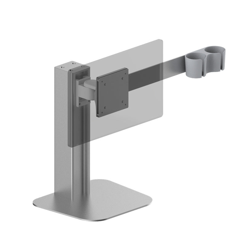 Bayint Medical Tabletop Monitor Stand — Tabletop stand with illustrative display — angled view